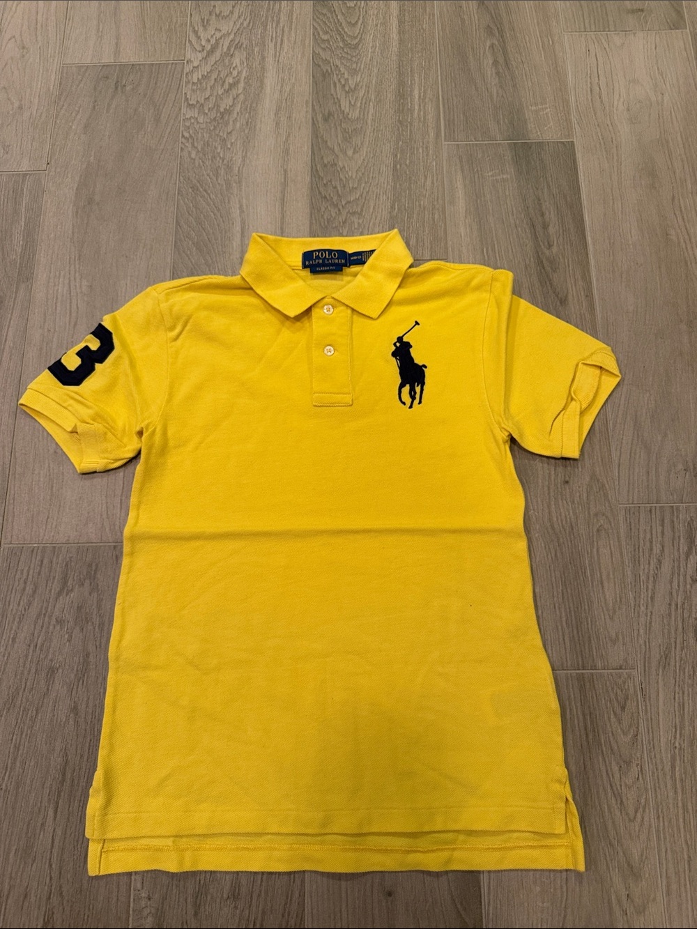 Polo by Ralph Lauren Boys Yellow Polo Shirt with Navy Logo Size M